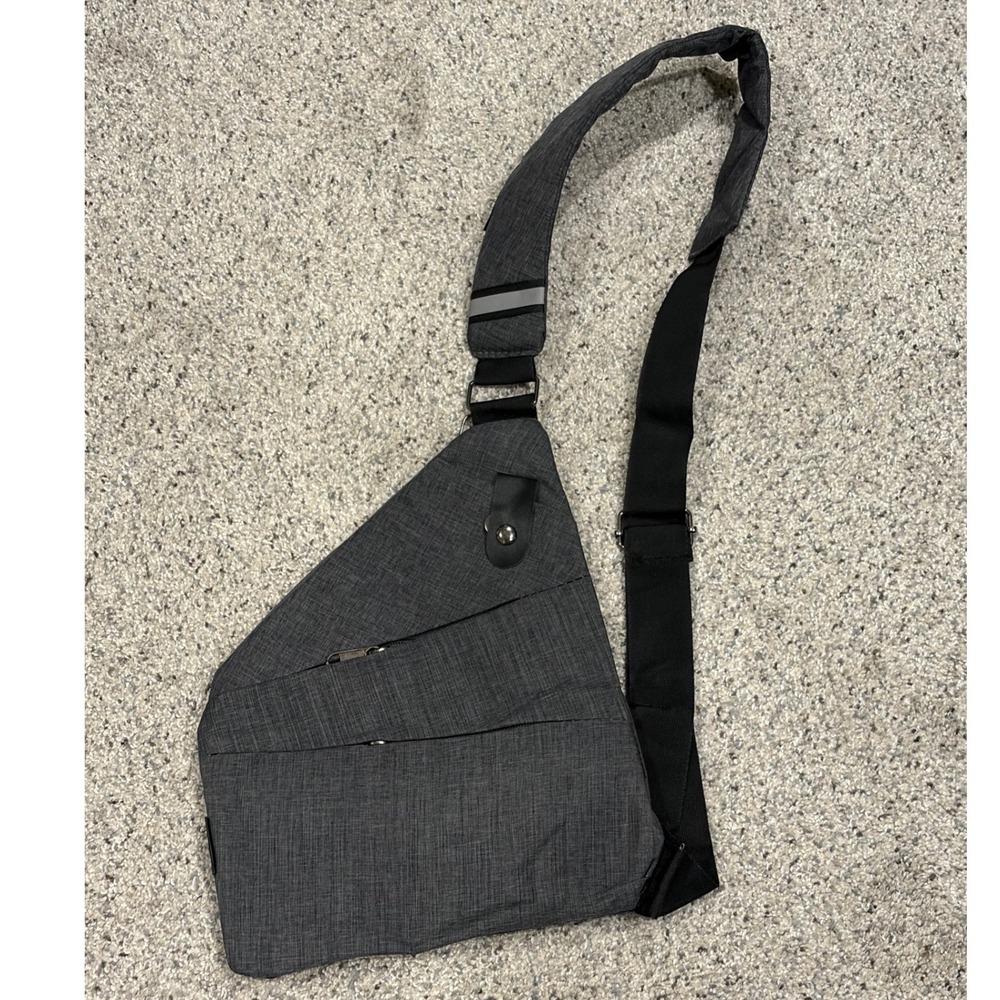 Gray Slim Crossbody Sling Bag Travel Anti Theft Chest Pack Shoulder Bag NEW